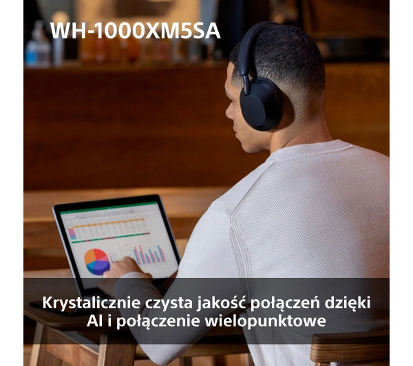 Sony WH-1000XM5SA ANC (Miękki futerał) Nauszne Bluetooth 5.2 Czarny - ⚡ BESTSELLERY ⚡ - Kup na Raty - RRSO 0%