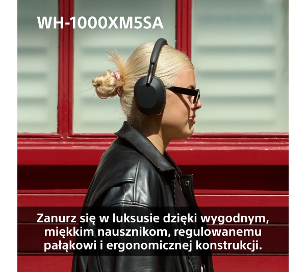Sony WH-1000XM5SA ANC (Miękki futerał) Nauszne Bluetooth 5.2 Czarny - ⚡ BESTSELLERY ⚡ - Kup na Raty - RRSO 0%