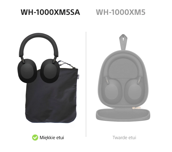 Sony WH-1000XM5SA ANC (Miękki futerał) Nauszne Bluetooth 5.2 Czarny - ⚡ BESTSELLERY ⚡ - Kup na Raty - RRSO 0%