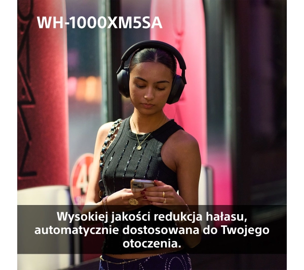 Sony WH-1000XM5SA ANC (Miękki futerał) Nauszne Bluetooth 5.2 Czarny - ⚡ BESTSELLERY ⚡ - Kup na Raty - RRSO 0%