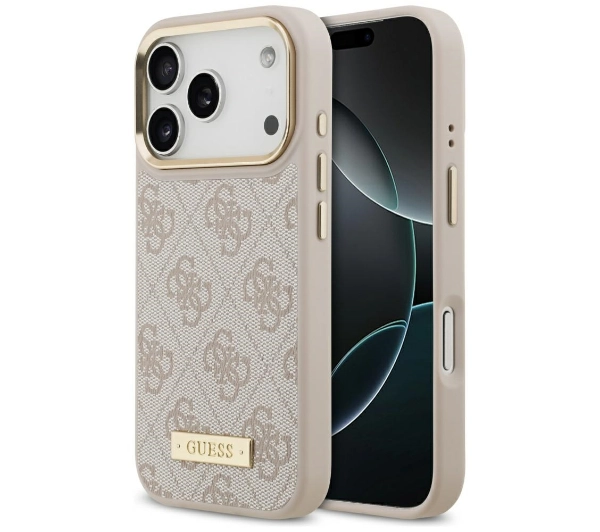 Guess 4G Logo Plate MagSafe do iPhone 17 Pro różowy