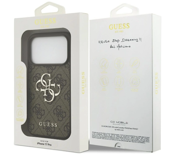 Guess 4G Big Logo do iPhone 17 Pro Brązowy