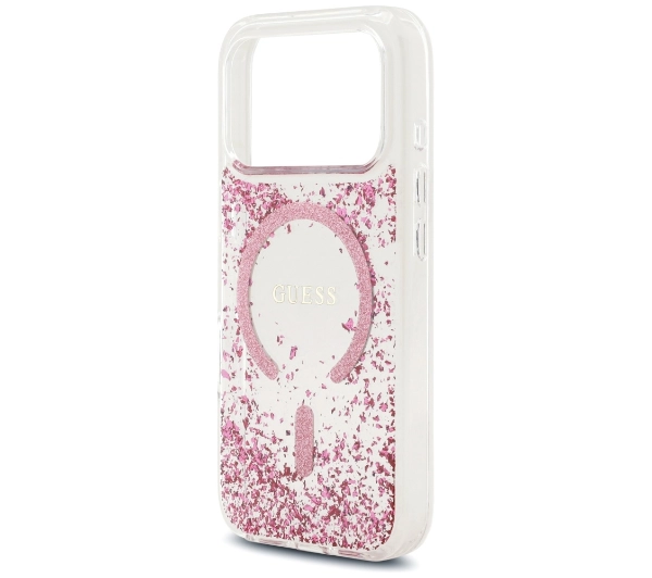 Guess Resin Bottom Glitter MagSafe do iPhone 17 Pro różowy