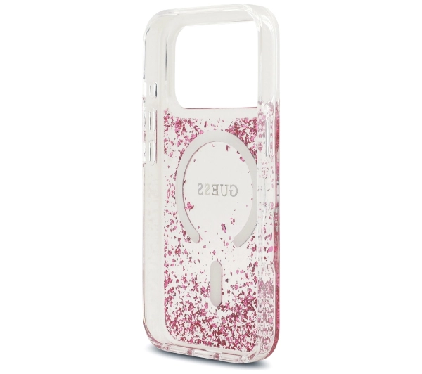 Guess Resin Bottom Glitter MagSafe do iPhone 17 Pro różowy