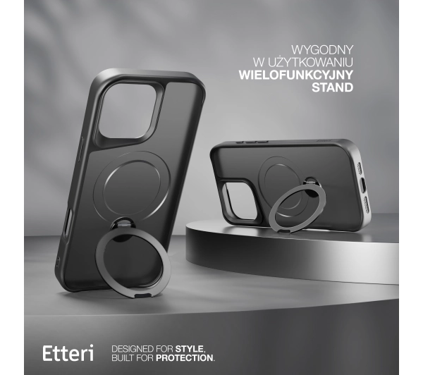 Etteri Matt Mag Ring do iPhone 16 Plus Czarny