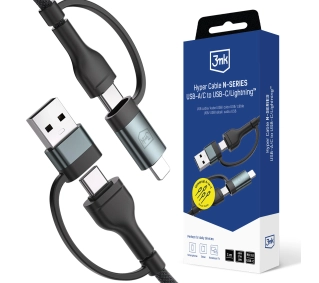 3mk Hyper Cable N-SERIES 2w2 A/C do C /Lightning 1,2m 20V/3A 60W Czarny