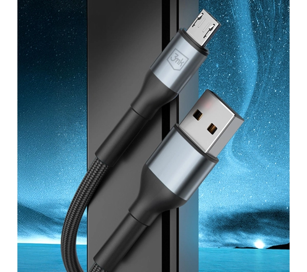 3mk Hyper Cable N-SERIES A USB do microUSB 1m 5 V/2.4A 12W Czarny
