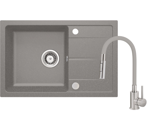 Zlewozmywaki z baterią - Deante ZRDS113 Szary metalik + bateria BOCS740 Szary metalik