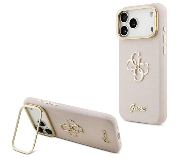 Guess Grained Big 4G & Stand Camera do iPhone 17 Pro Max Różowy