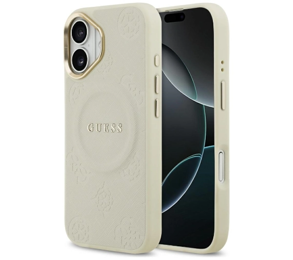 Guess Peony Hot Stamp MagSafe do iPhone 17 Beżowy
