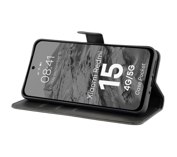 Bizon z klapką Pocket do Xiaomi Redmi 15 4G / 5G Czarny
