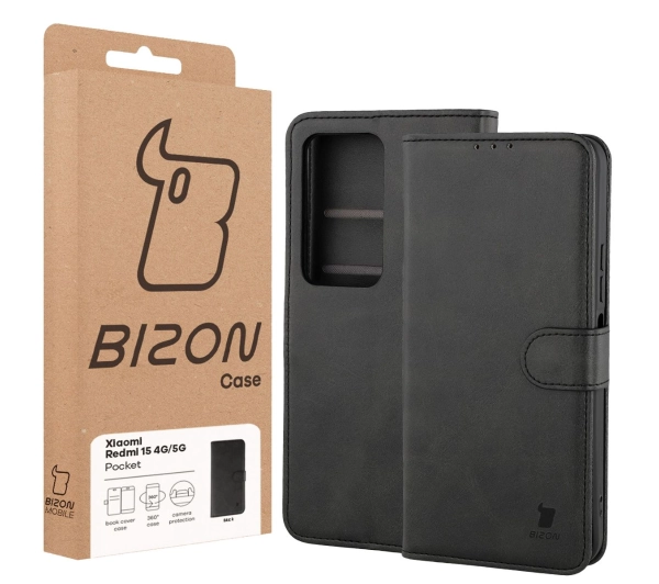 Bizon z klapką Pocket do Xiaomi Redmi 15 4G / 5G Czarny