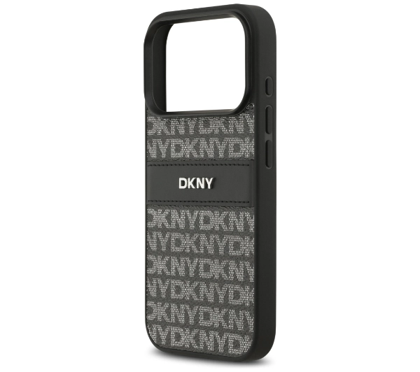 DKNY Repeat Texture Pattern with Tonal Stripe do iPhone 17 Pro Czarny