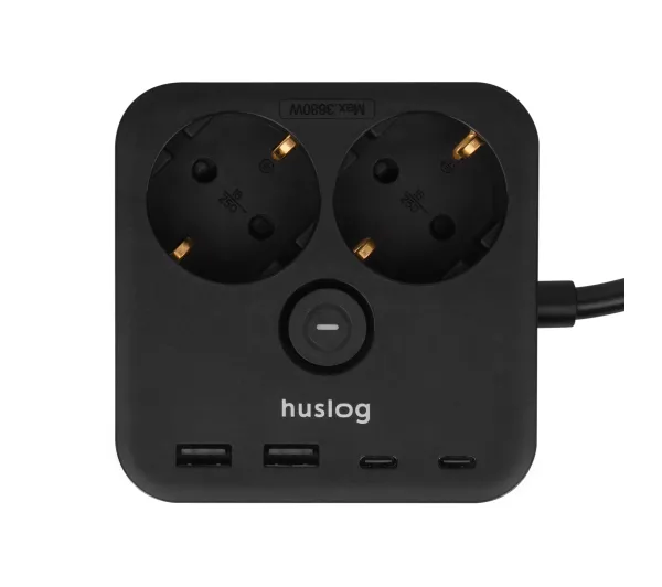 Huslog HUS1055 POWERDOCK 2 gniazda 1,4m Czarny