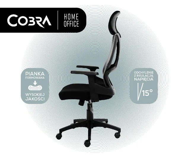 Cobra Office One HF304BK Biurowy do 150kg Tkanina Czarny - Kup na Raty - RRSO 0%