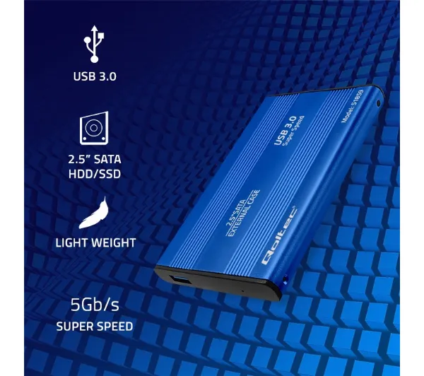 Qoltec 51859 HDD SSD 2.5" SATA3 USB 3.0 Niebieski