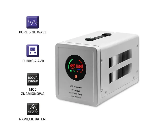 Qoltec 50718 800VA/560W Przetwornica 12/230V z AVR - Kup na Raty - RRSO 0%