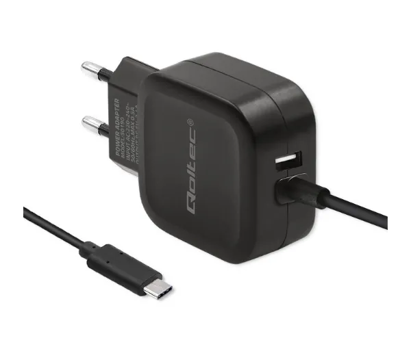 Qoltec 50190 USB-A USB-C 17W Czarny