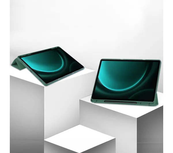 Bizon Case Tab Lizard z klapką do Samsung Galaxy Tab S9 FE Plus Ciemnozielony