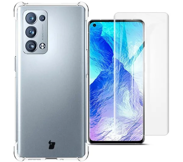 Bizon elastyczne etui + 2x folia ochronna Clear Pack do Oppo Reno 6 Pro 5G