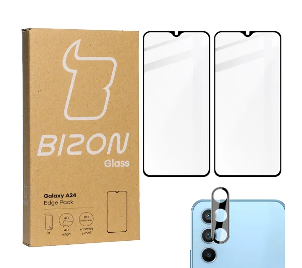 Bizon 2x Szkło + szybka na aparat Edge Pack do Samsung Galaxy A24 4G