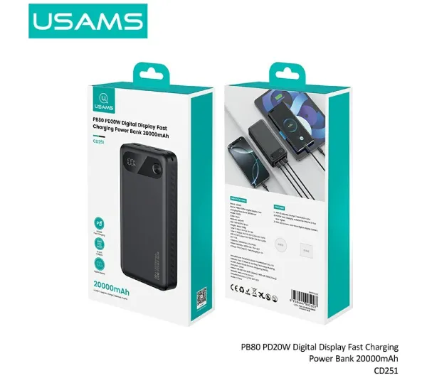 USAMS PB80 20000mAh 20W Biały
