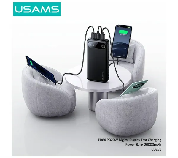 USAMS PB80 20000mAh 20W Biały