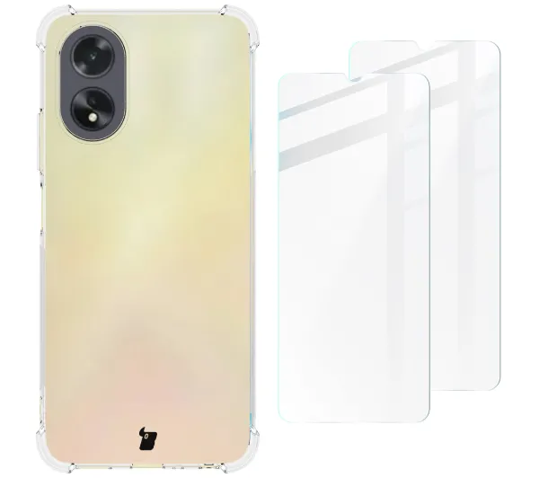 Bizon elastyczne etui + 2x szkło hartowane Clear Pack do Oppo A38 4G