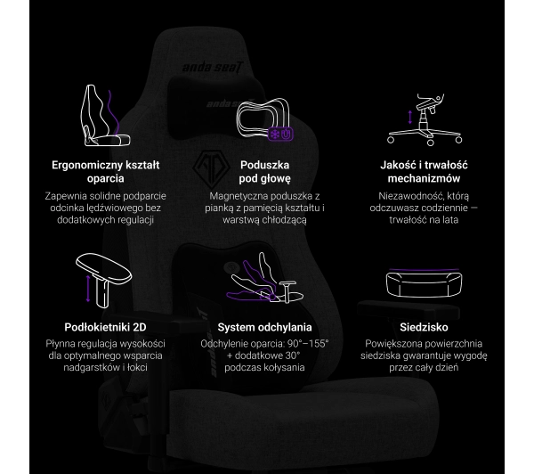 Anda Seat Novis Plus XL Gamingowy do 150kg Tkanina Ciemno szary - Kup na Raty - RRSO 0%