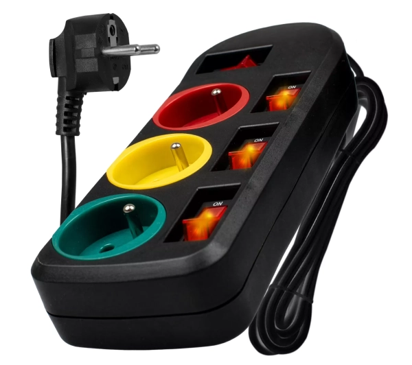 Vayox VA0401 3 gniazda 3m Czarny