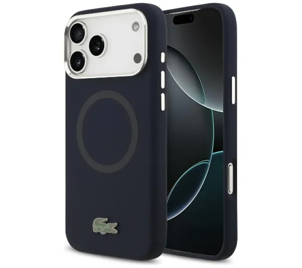 Lacoste Silicone Metal Logo MagSafe do iPhone 17 Pro Max Granatowy