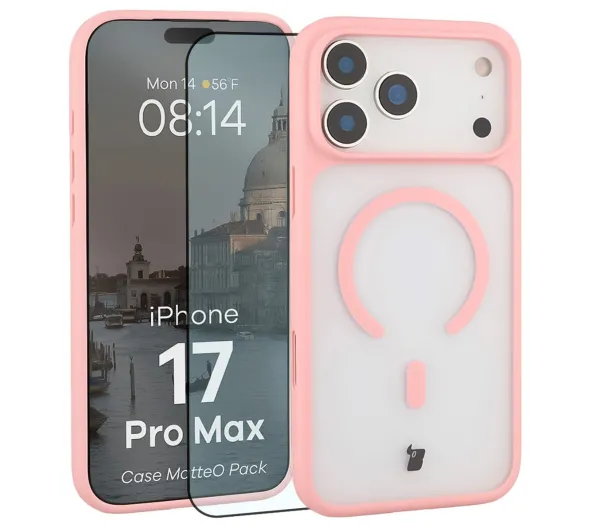 Bizon Case MatteO Pack do iPhone 17 Pro Max Jasnoróżowy