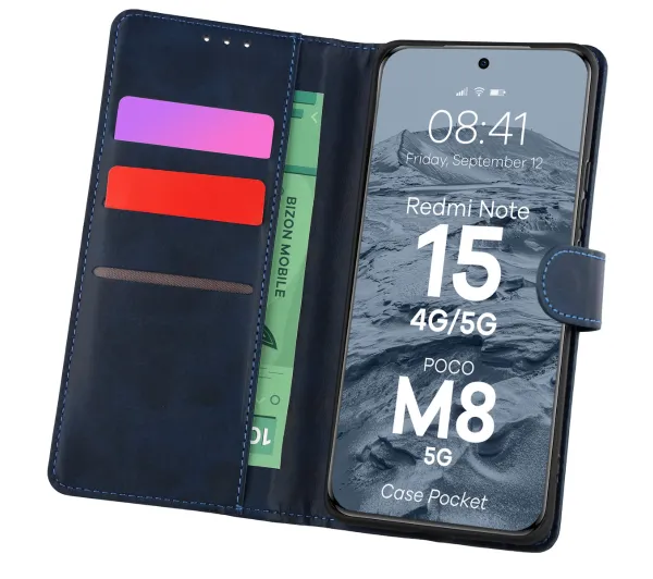 Bizon Case Pocket do Xiaomi Redmi Note 15 / POCO M8 5G Granatowy
