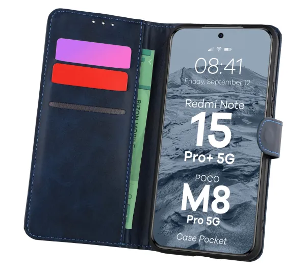 Bizon Case Pocket do Xiaomi Redmi Note 15 Pro Plus 5G/POCO M8 Pro 5G Granatowy