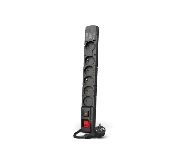 Acar S6 USB-A USB-C 6 gniazd 5m Czarny