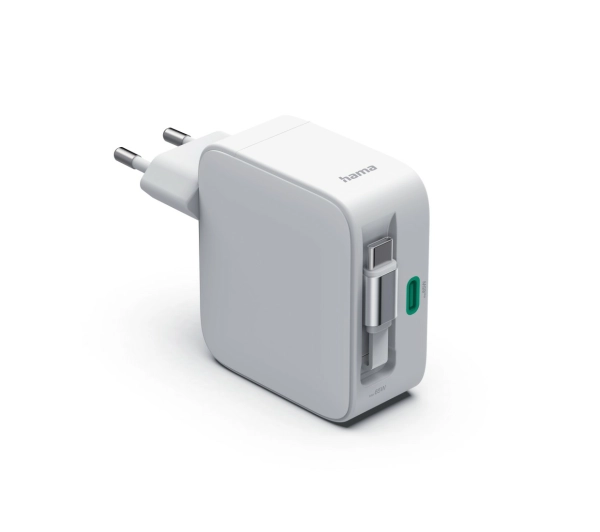 Hama GaN USB-C Kabel Zwijany 65W Biały
