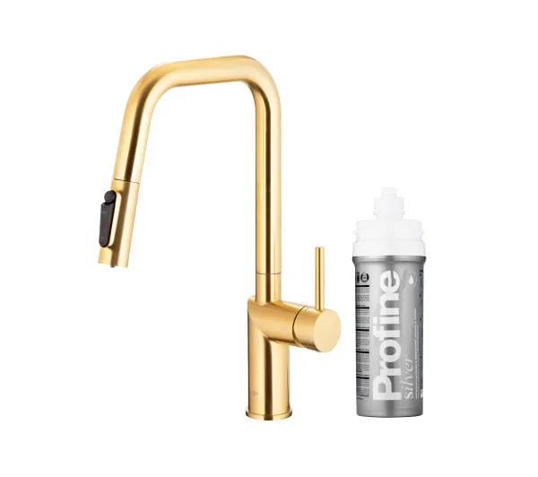 Baterie kuchenne - KFA Armatura Duero Pure Style Pull-Out 6623-314-39 Jasne złoto Stal szlachetna