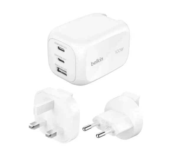 Belkin BoostCharge Pro WCH016HQWH GaN, 2x USB-C USB-A 100W Biały