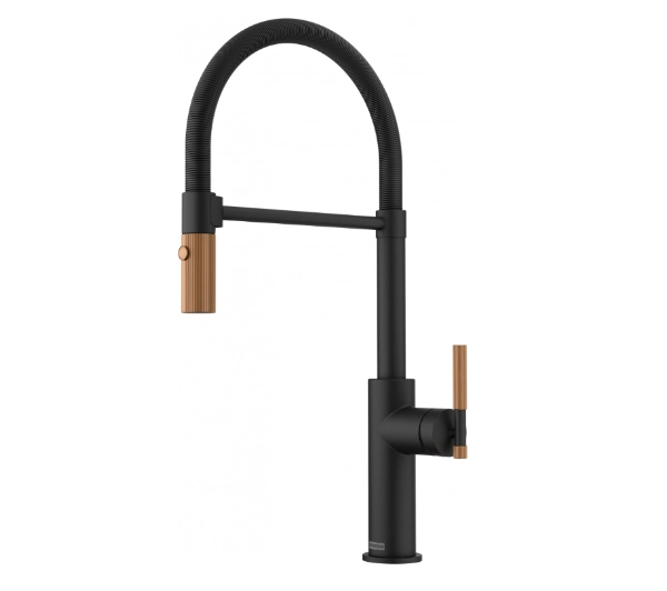 Baterie kuchenne - Franke Maris Stripes semi-pro Czarny mat/miedziany Mosiądz