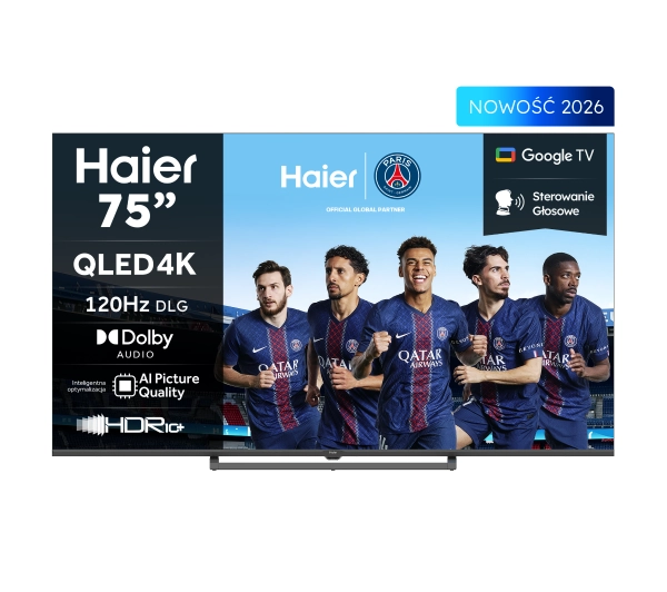 Haier H75S80GUX 75" QLED 4K Google TV Funkcje AI Dolby Vision Dolby Audio HDMI 2.1 DVB-T2