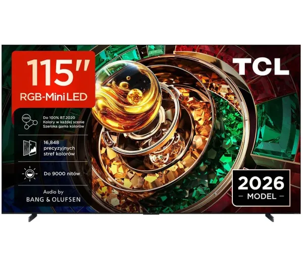 TCL 115RM9L 115" RGB-Mini LED 4K 144Hz Google TV Funkcje AI Dolby Vision Dolby Atmos Bang & Olufsen HDMI 2.1 DVB-T2