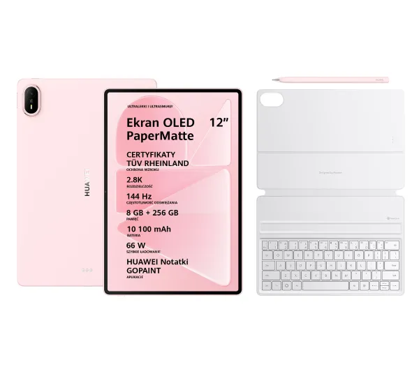 Huawei MatePad Air 12" 8/256GB Wi-Fi Różowy + Klawiatura + Rysik M-Pencil Pro