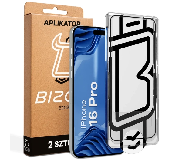 Bizon z ramką montażową Glass Aplikator Edge do iPhone 16 Pro 2 zestawy
