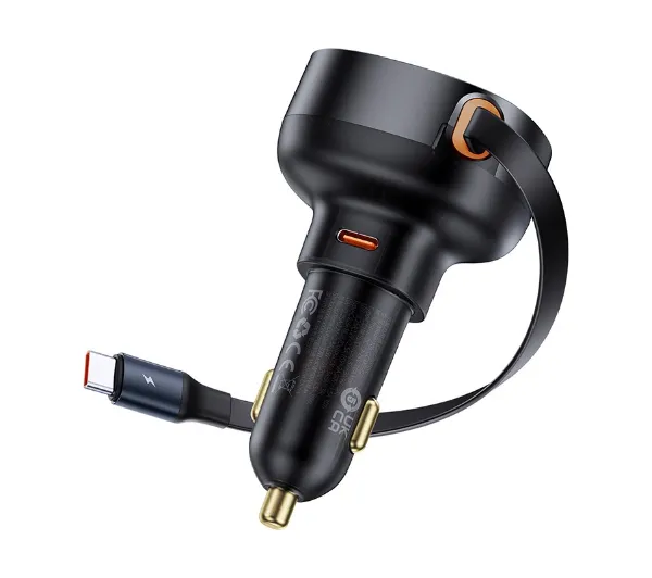 Baseus Enjoyment Pro USB-C 60W ze zwijanym kablem USB-C Czarny