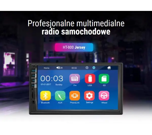 Vordon HT-800 Jersey z USB/SD 7" 4x60W Bluetooth