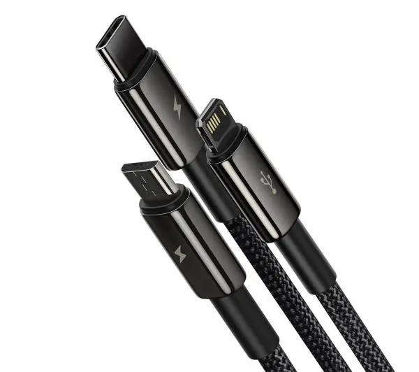 Baseus 3w1 Tungsten Gold 1,5m Czarny