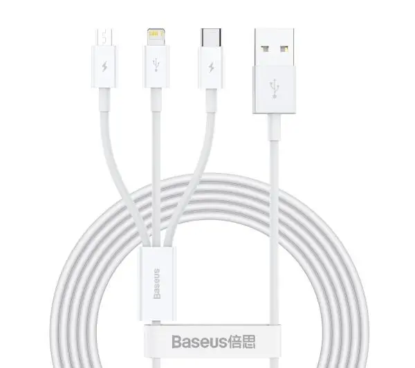 Baseus 3w1 Superior Series 3,5A, 1,2m Biały