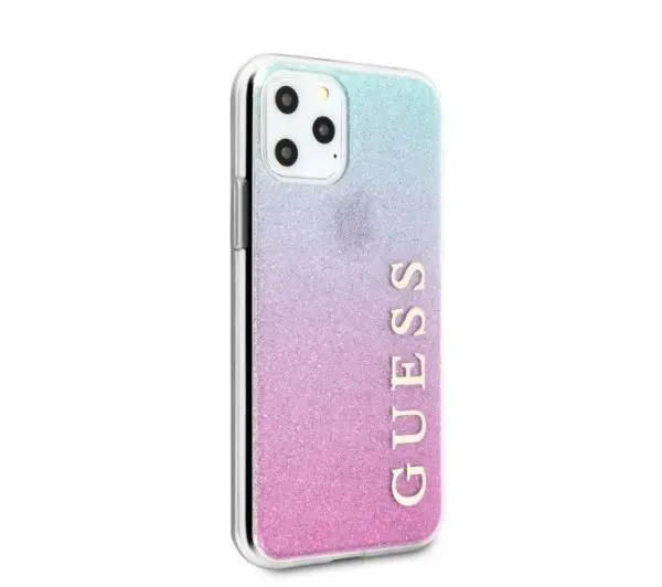 Guess Glitter Gradient GUHCN58PCUGLPBL do iPhone 11 Pro Różowo-niebieski