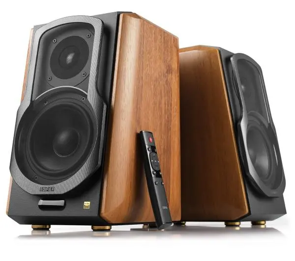 Aktywne, Podstawkowe kolumny głośnikowe EDIFIER S1000MKII Orzech (2 szt.), Obudowa MDF, BT 5.0, Bass Reflex, Hi-Res Audio