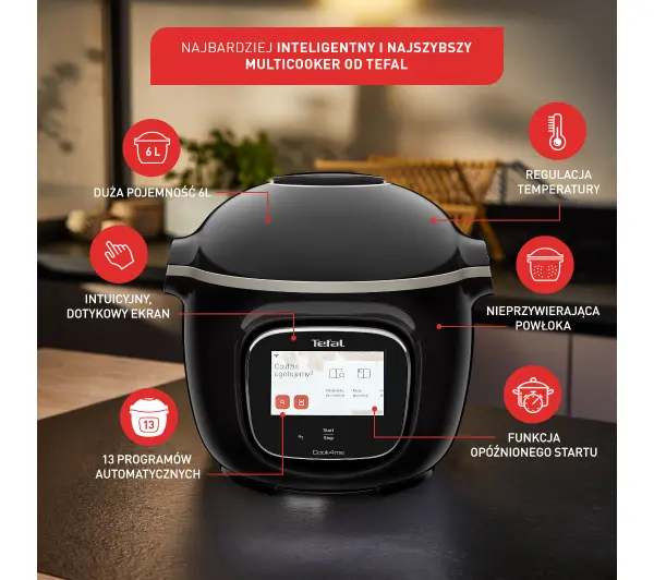 Tefal Cook4me Touch Wi-Fi CY9128 1600W 6l Kosz do gotowania na parze - Kup na Raty - RRSO 0%